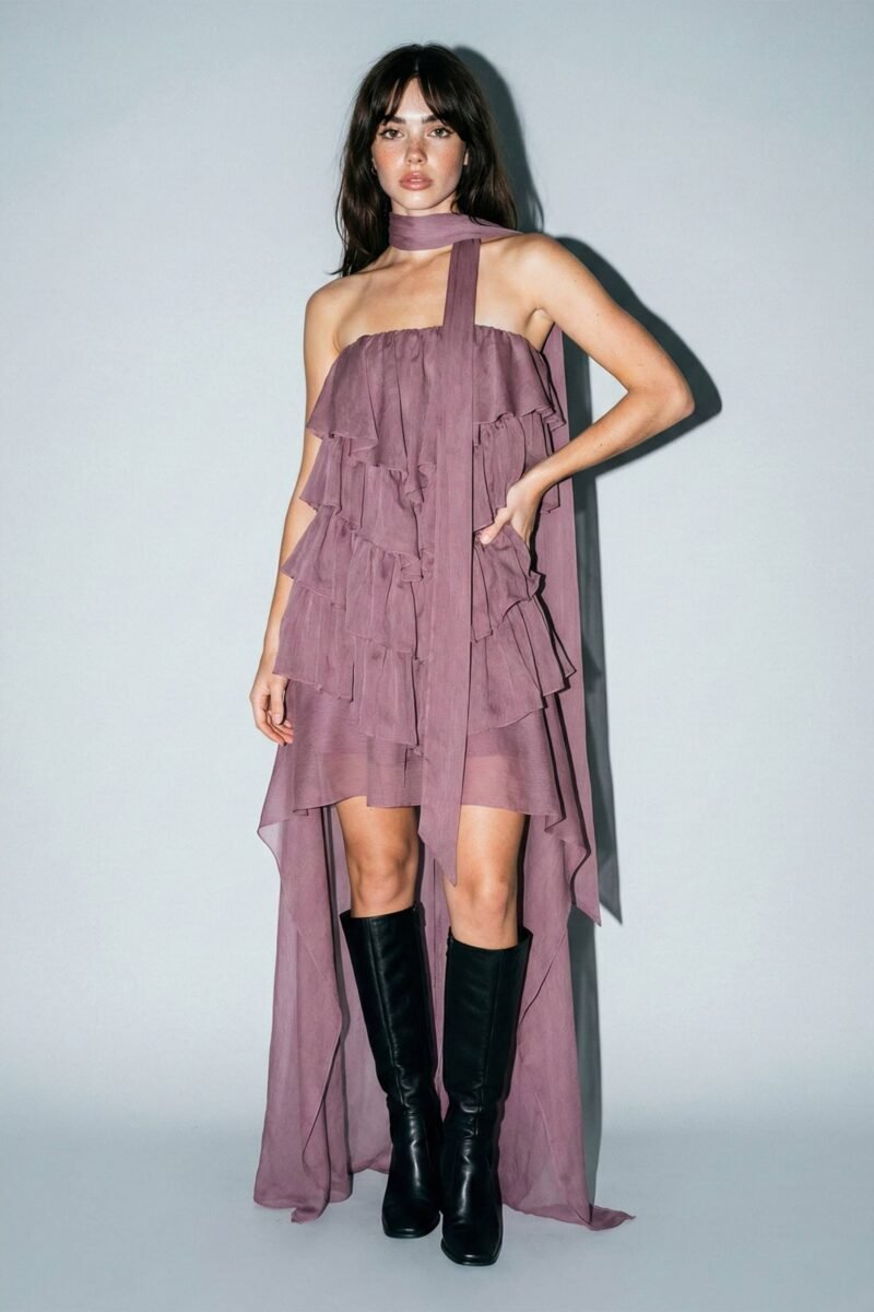 Tiered Ruffle High-Low Dress