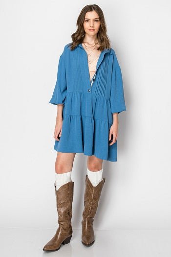 2-Tiered Long Sleeve Baby Doll DRESS