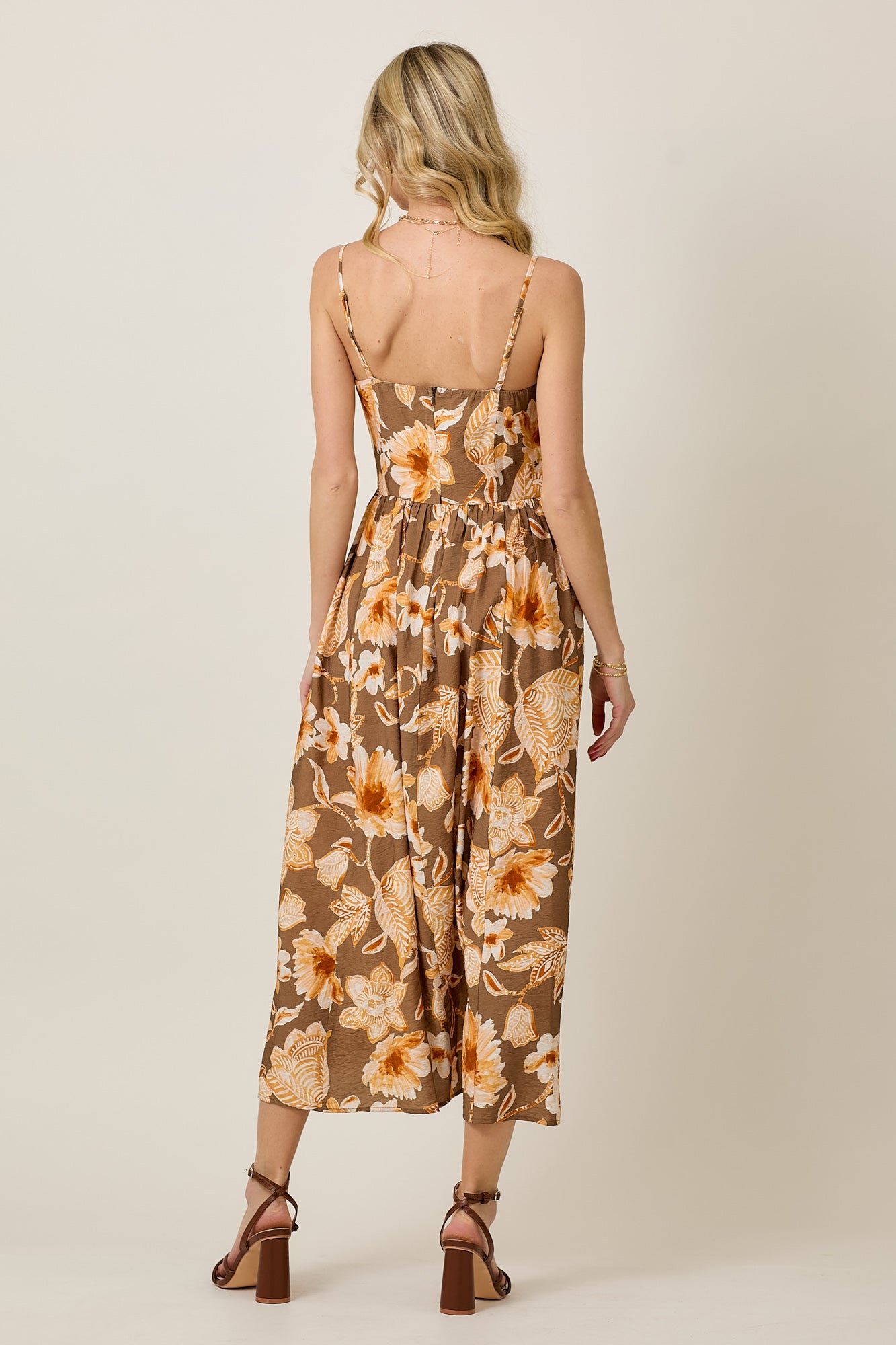 Beaded Tie Up Floral Print Summer Midi Dress