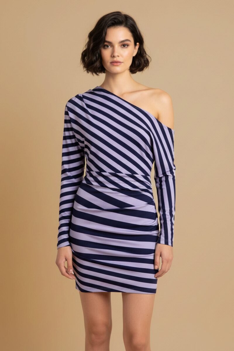 Asymmetrical Stripe Mini Dress