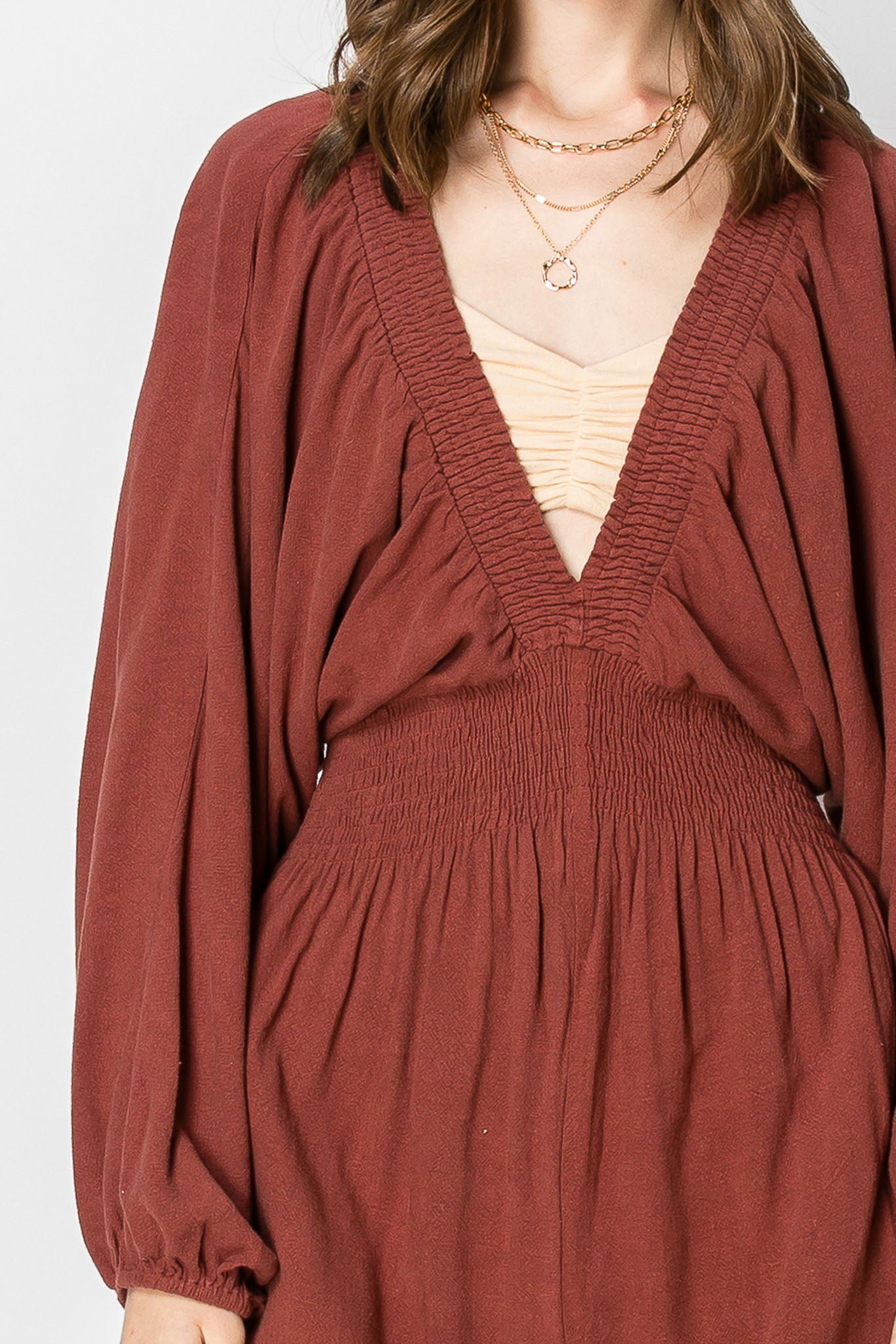 Dolman Sleeve Deep V-neck JUMPSUIT with Pockets