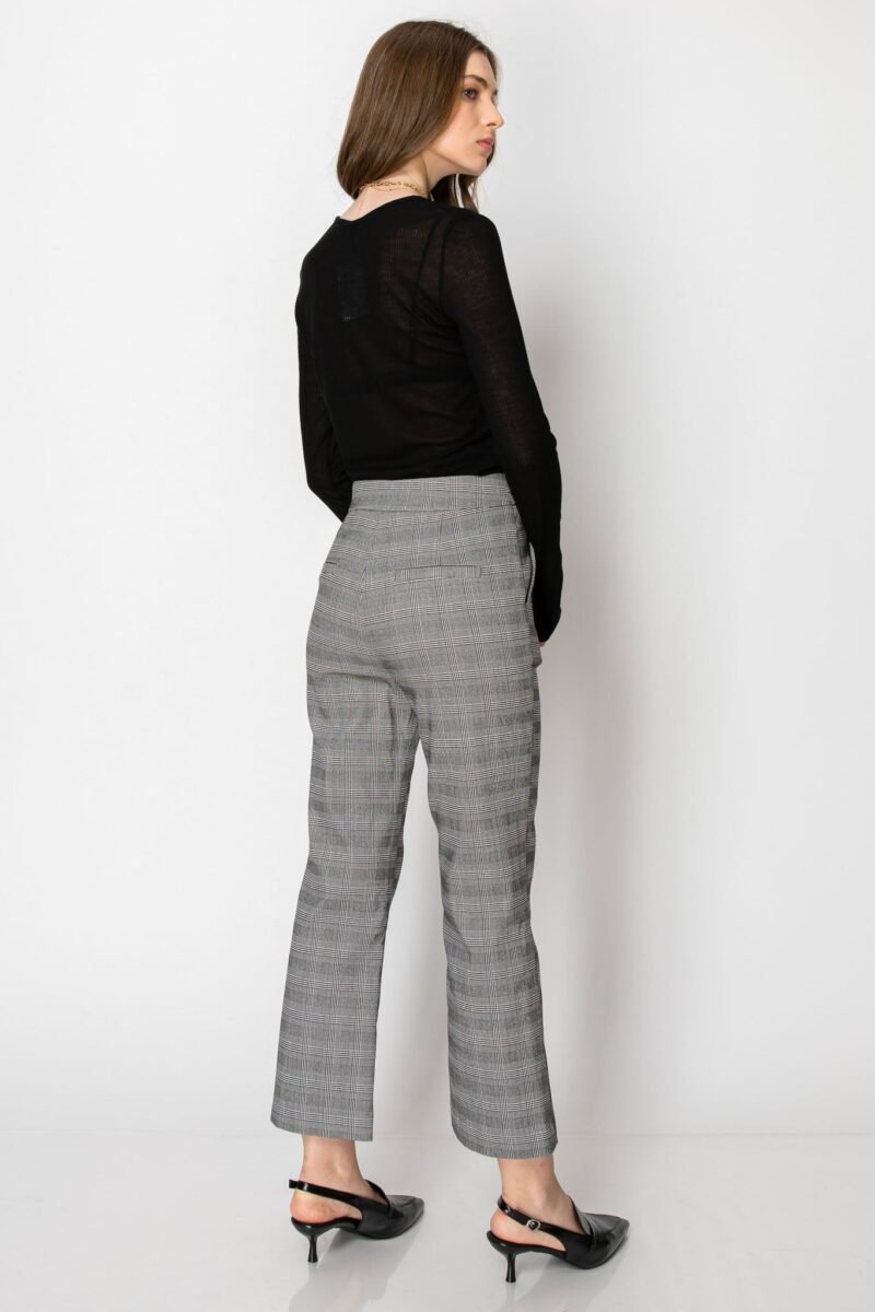 Plaid High Waisted Ankle Length Office Pants