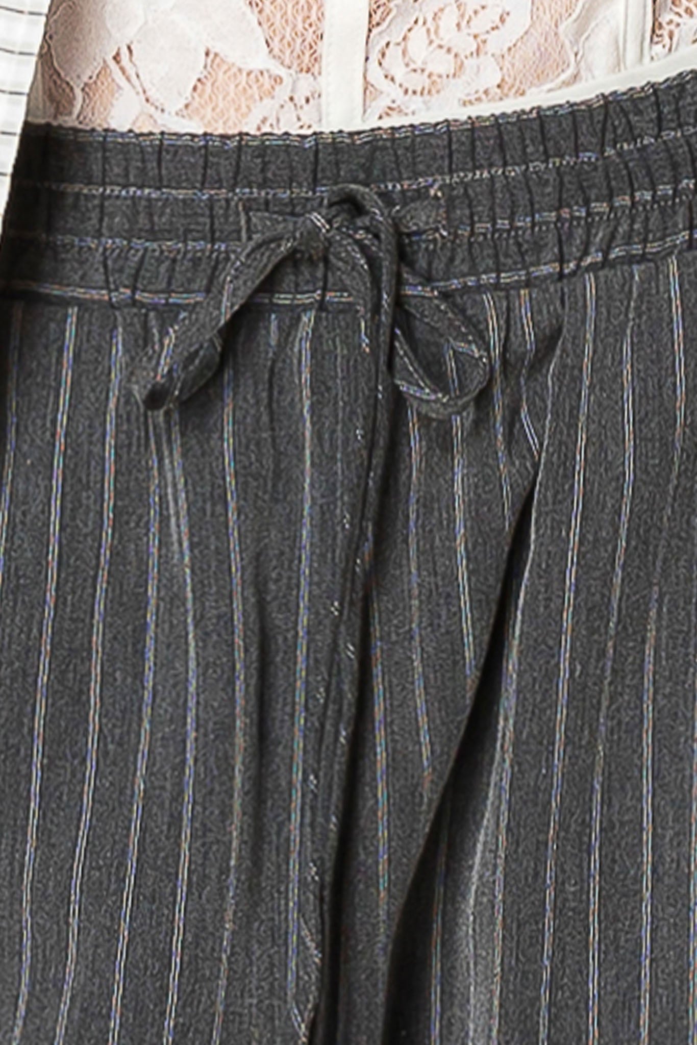 Pinstripe Drawstring Wide Leg Trouser PANTS