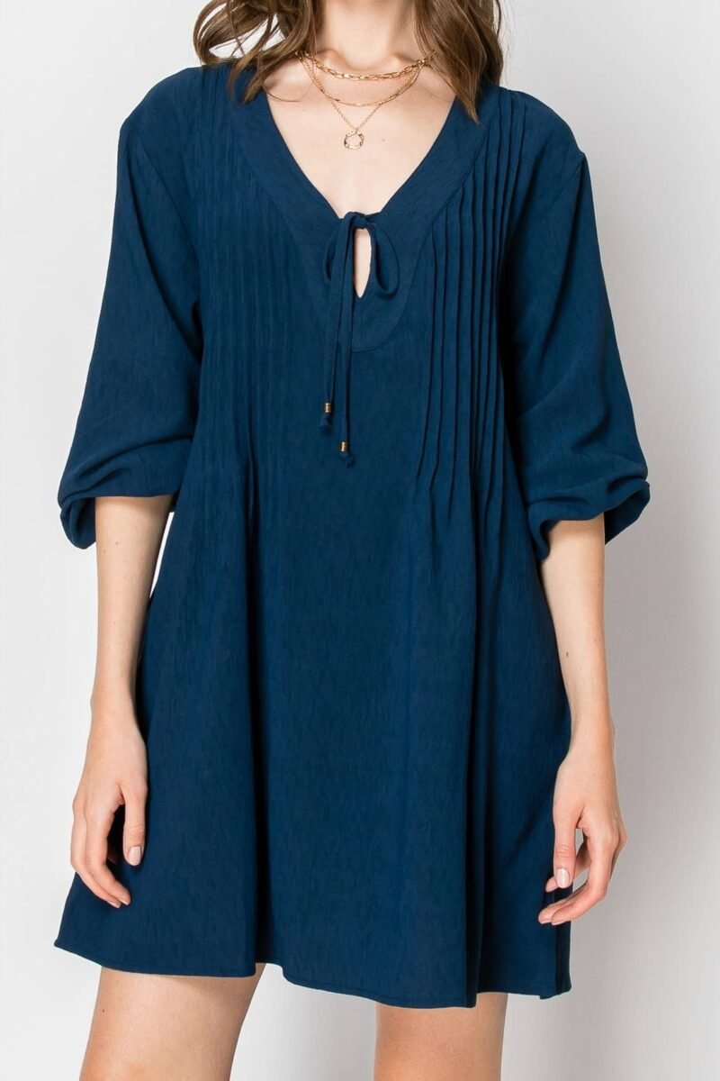 LONG SLEEVE Flowy V-neck DRESS with Pockets