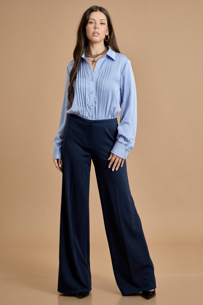 Fall Pleated Button Down Wide Leg Jumpsuit