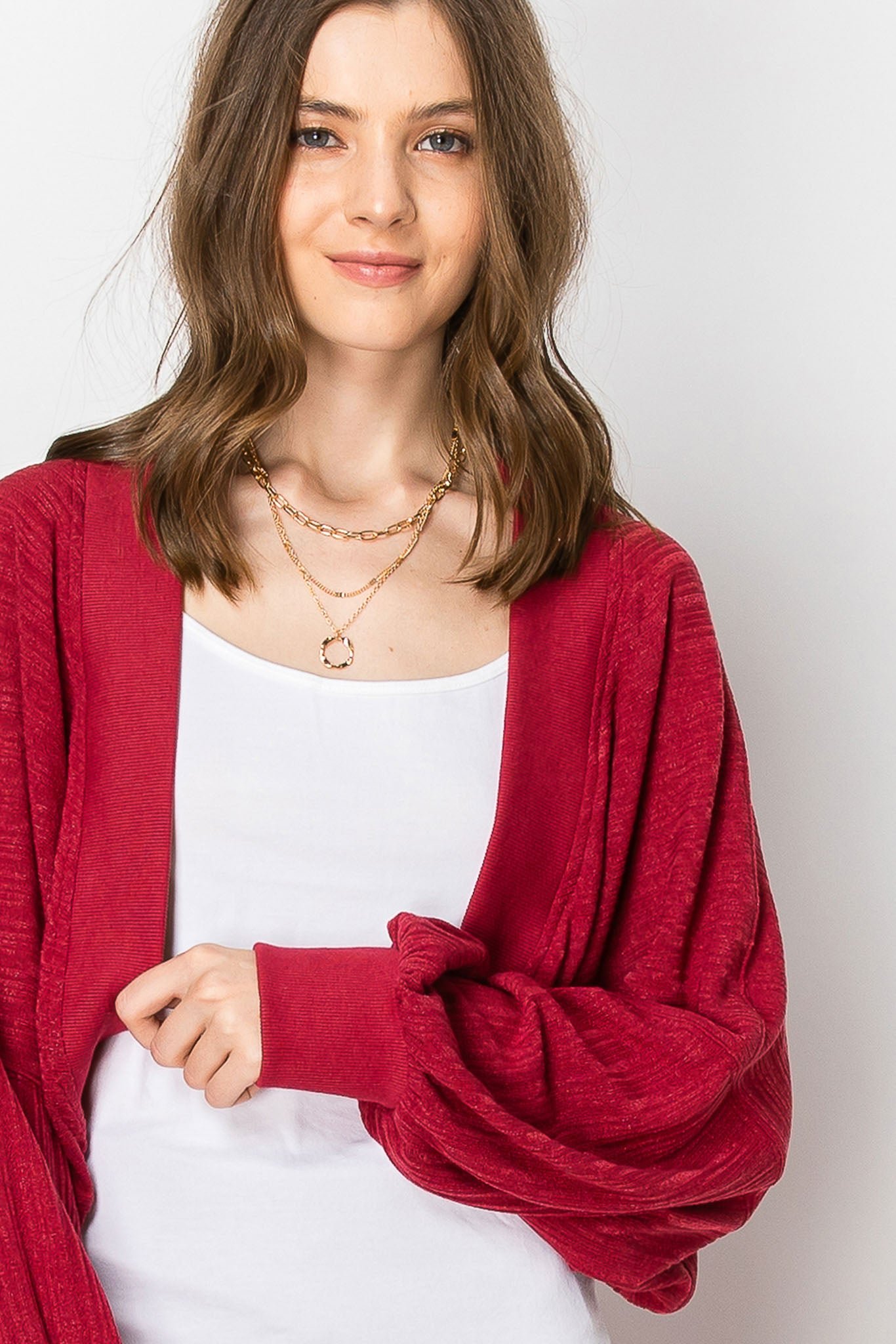 Heavy Textured Rib Shrug Cardigan PANT SET