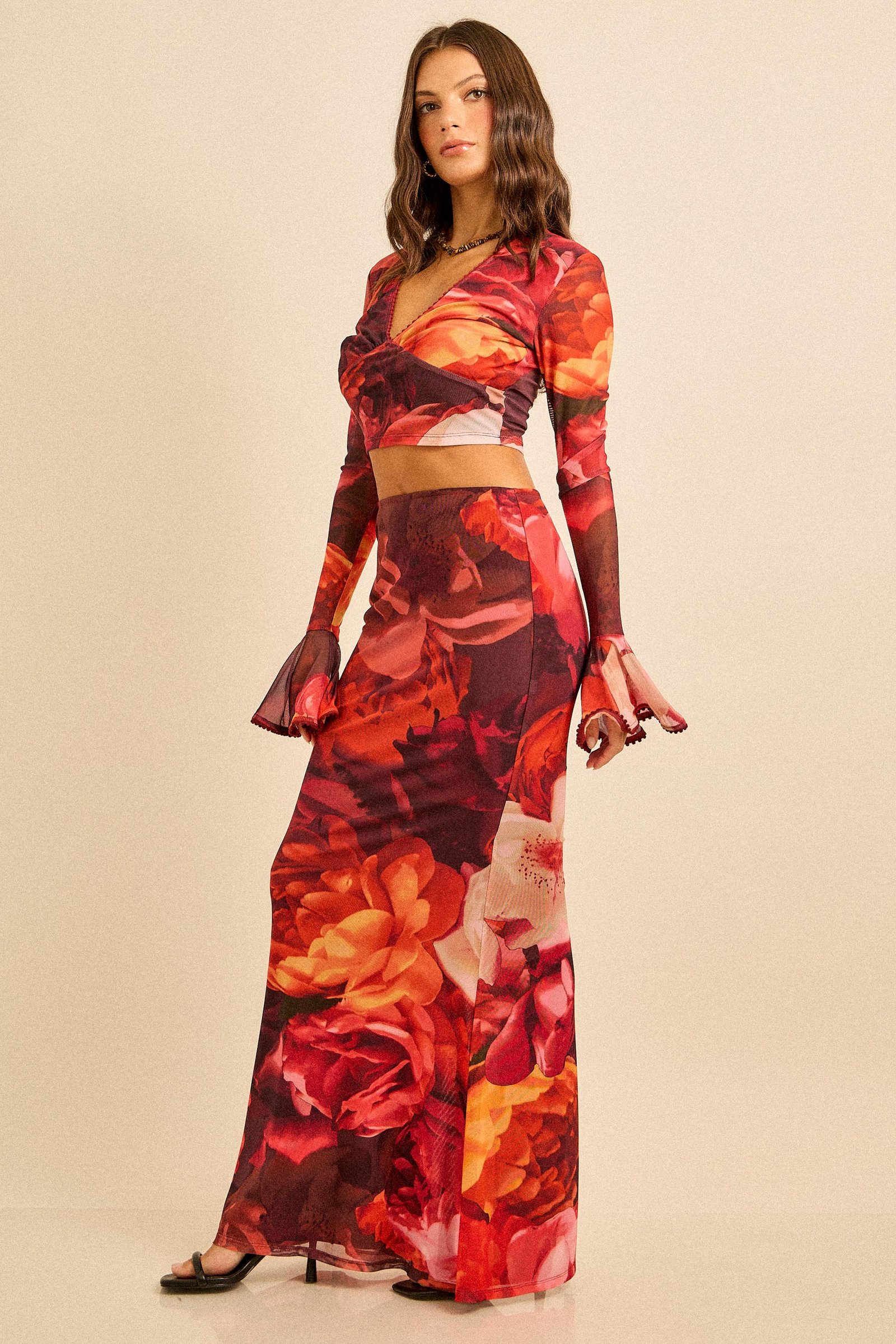 Spring Floral Mesh Maxi Set