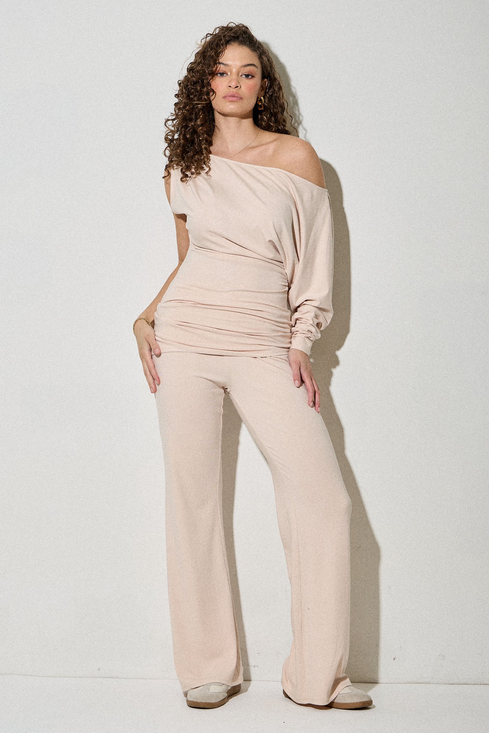 One-Shoulder Drape Top & Pants Set