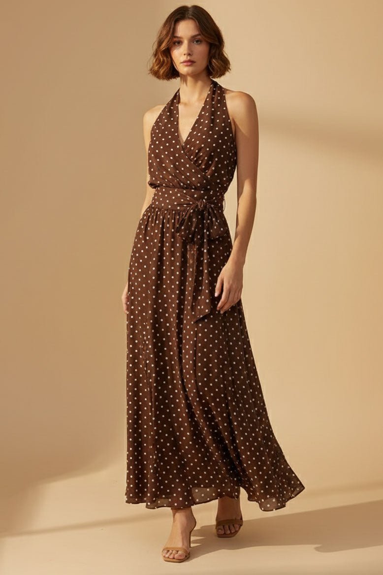 Polka Dot Halter Top and Skirt Set