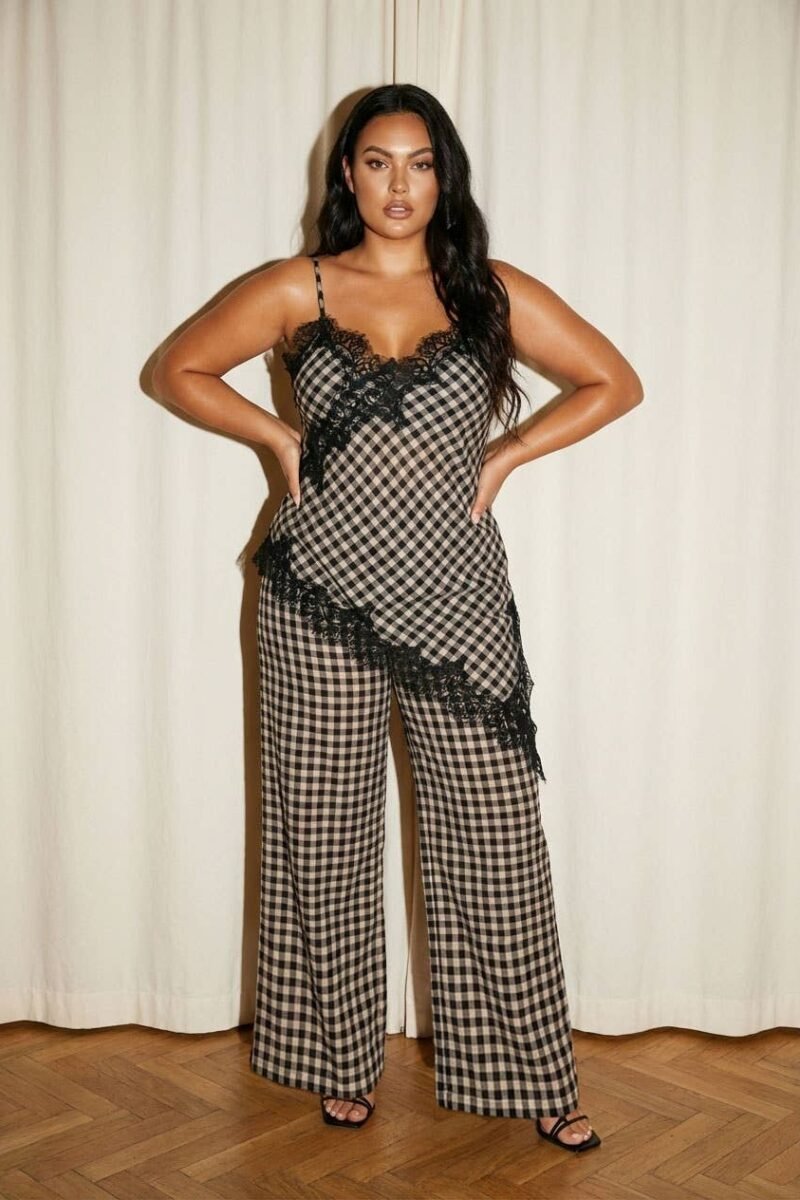 PLUS Gingham Lace Trim Set