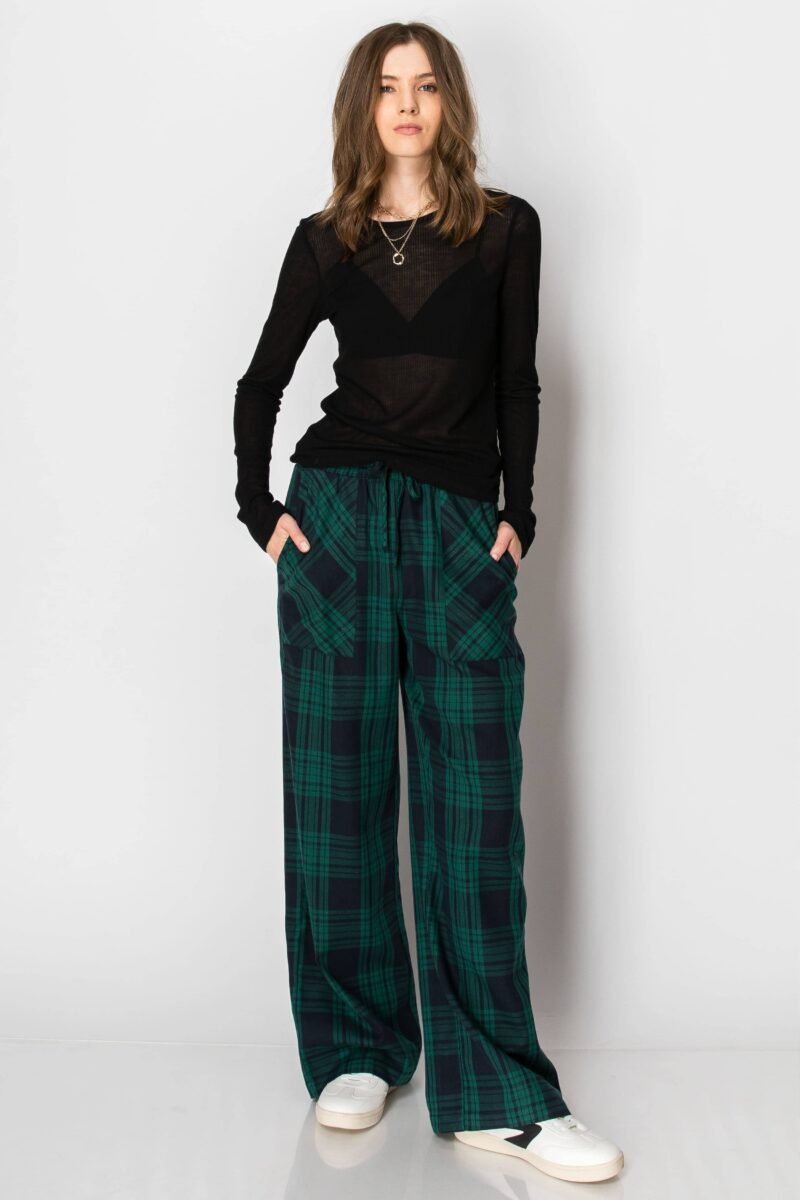 Flannel Plaid Draw String PANTS with Pockets