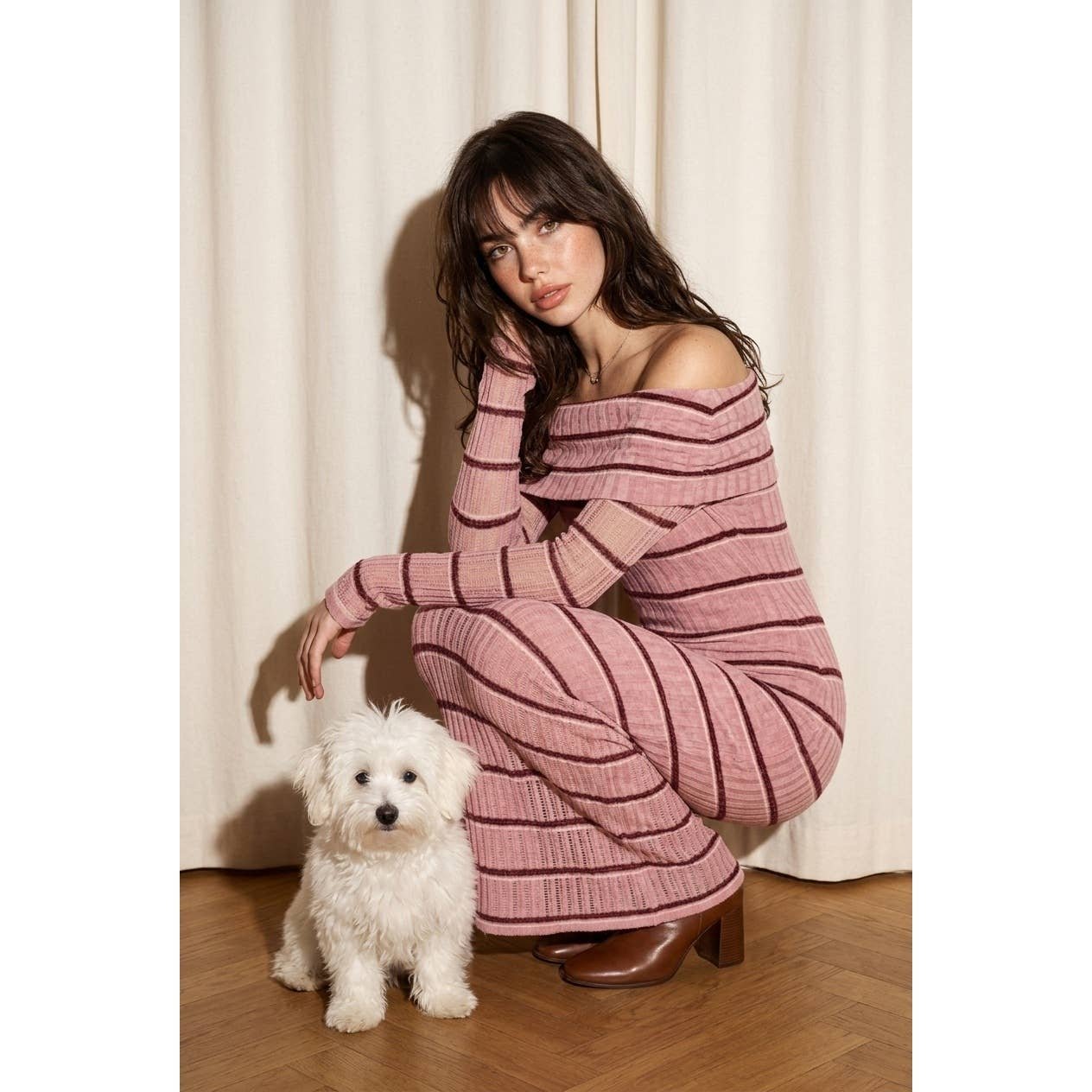 Striped Off-the-Shoulder Maxi Dress