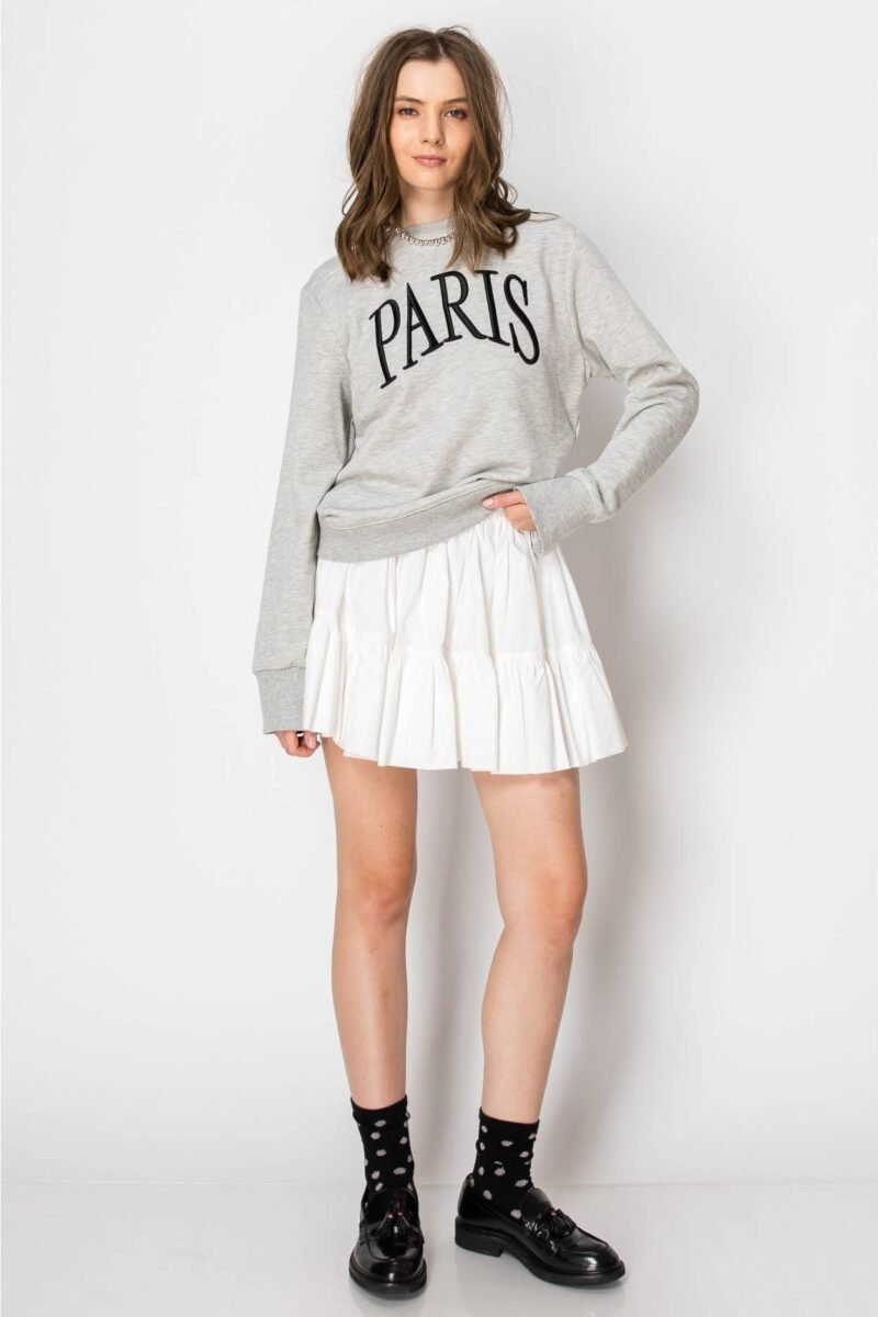 Paris Embroidered French Terry Sweatshirt Pullover